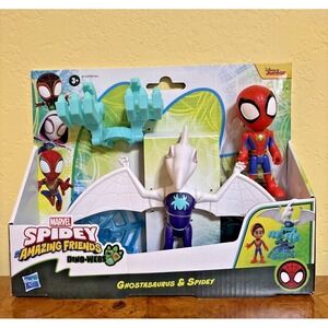 Spidey Amazing Friends Dino-Webs Ghostasaurus & Spidey 4" Figure NEW Marvel